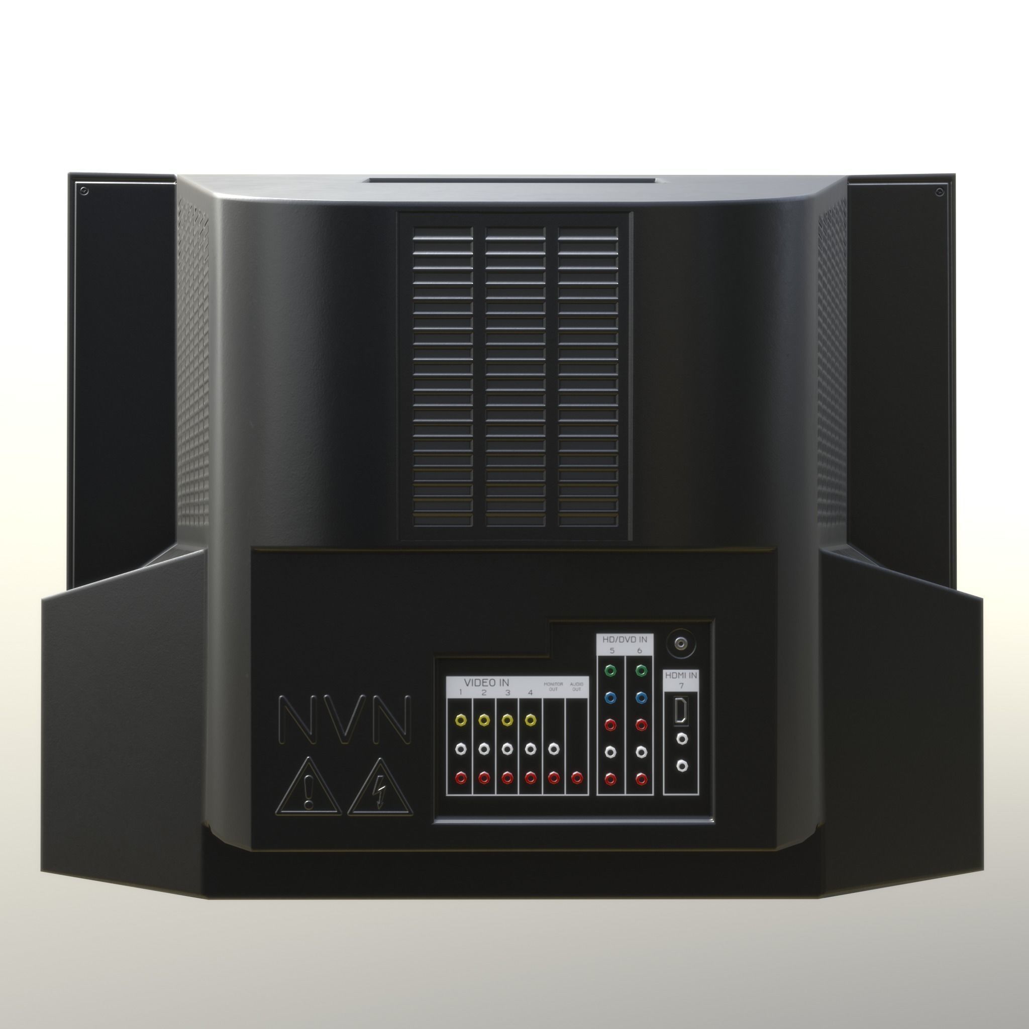 2000s CRT TV and Remote Control - Black 3D Model Collection_7