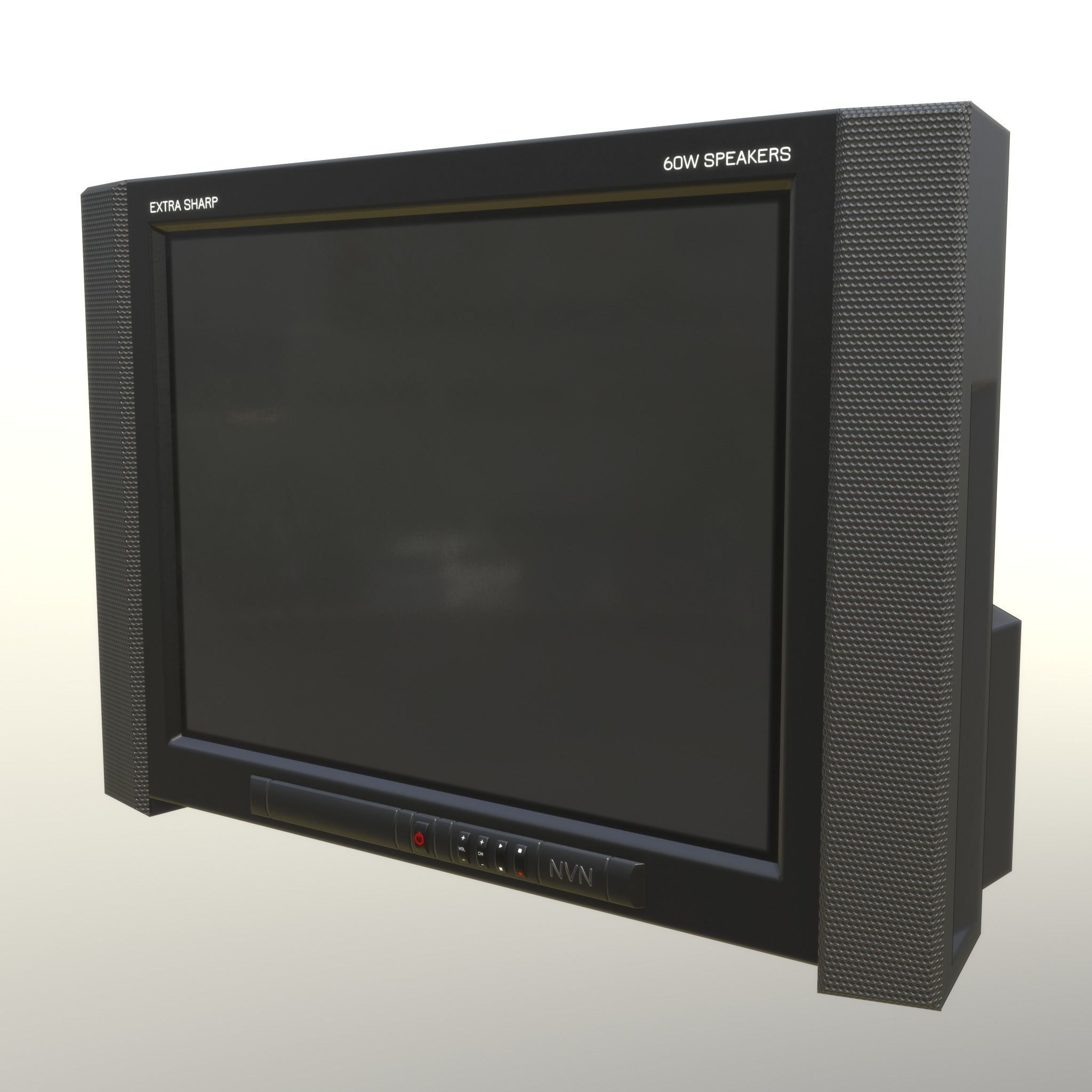 2000s CRT TV and Remote Control - Black 3D Model Collection_2