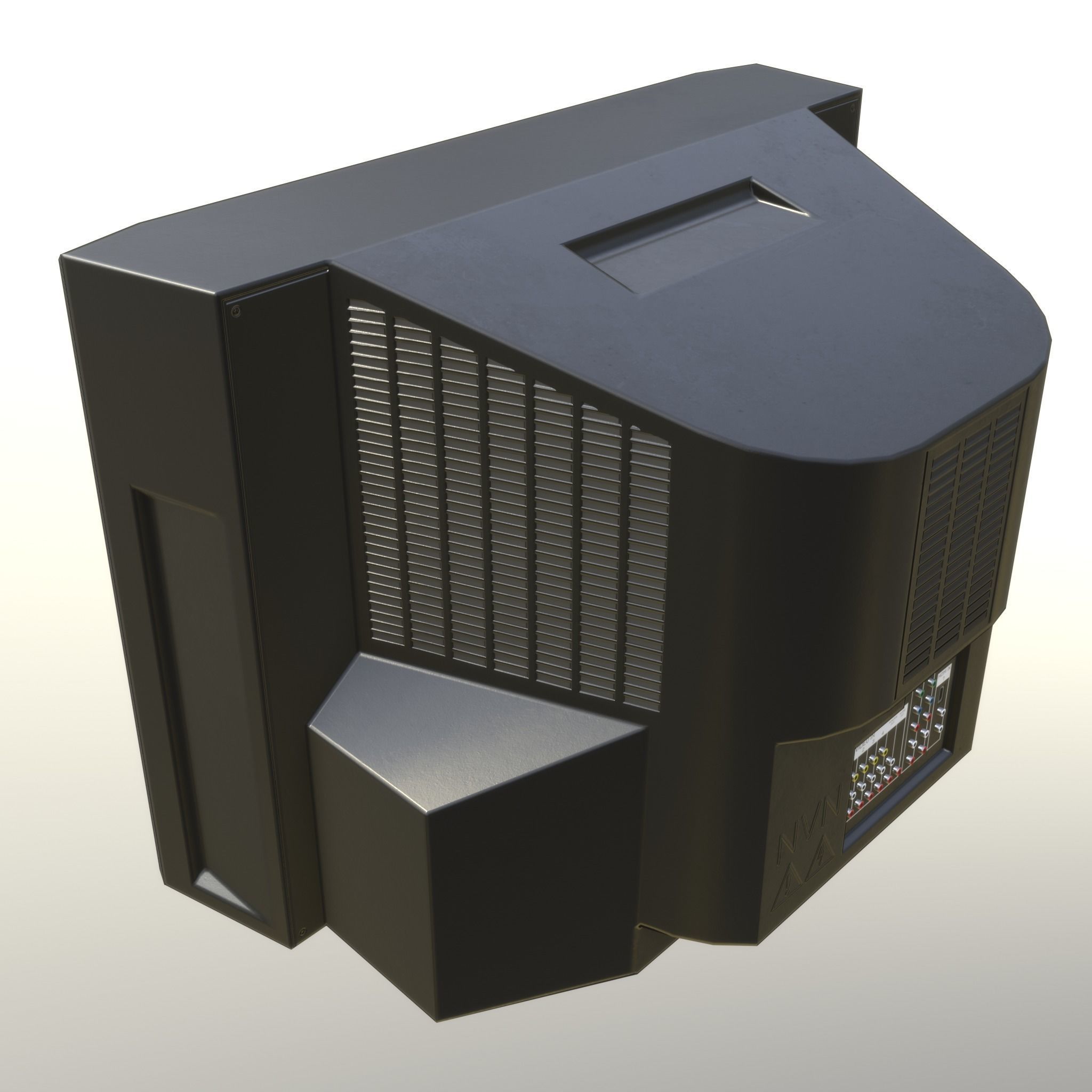 2000s CRT TV and Remote Control - Black 3D Model Collection_5