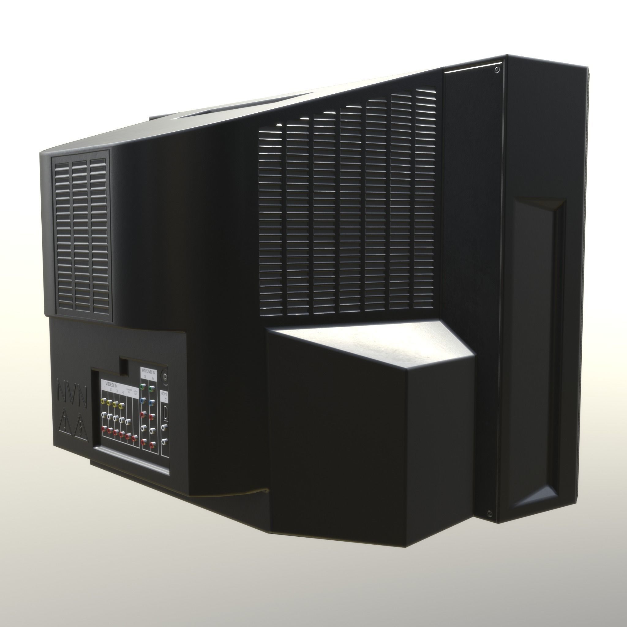 2000s CRT TV and Remote Control - Black 3D Model Collection_4