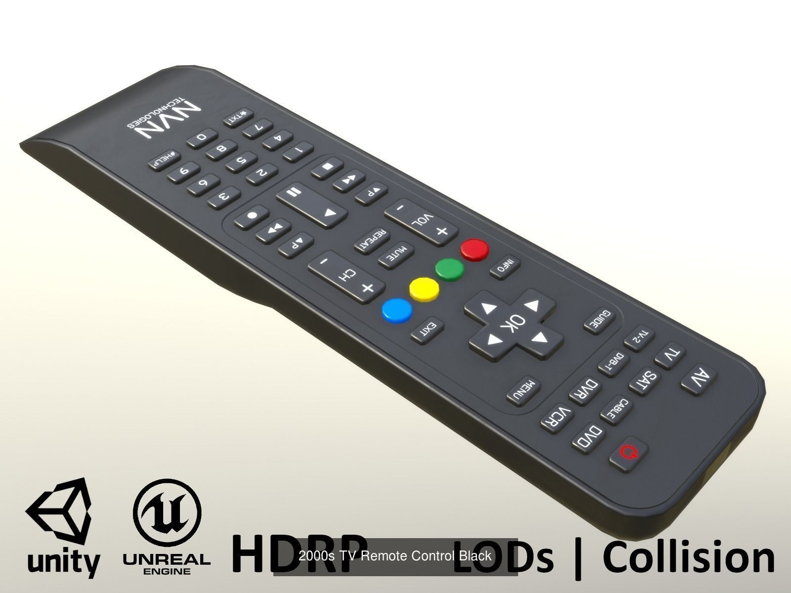2000s CRT TV and Remote Control - Black 3D Model Collection_1