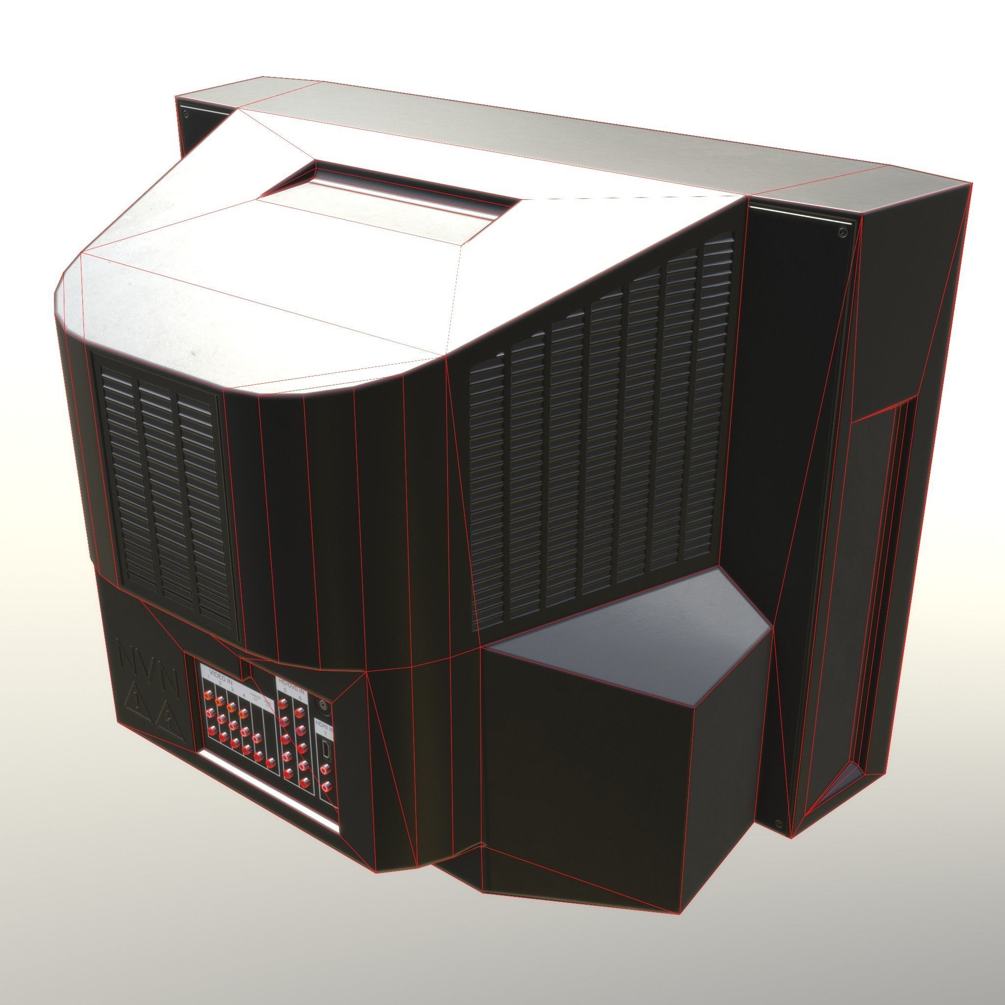 2000s CRT TV and Remote Control - Black 3D Model Collection_10