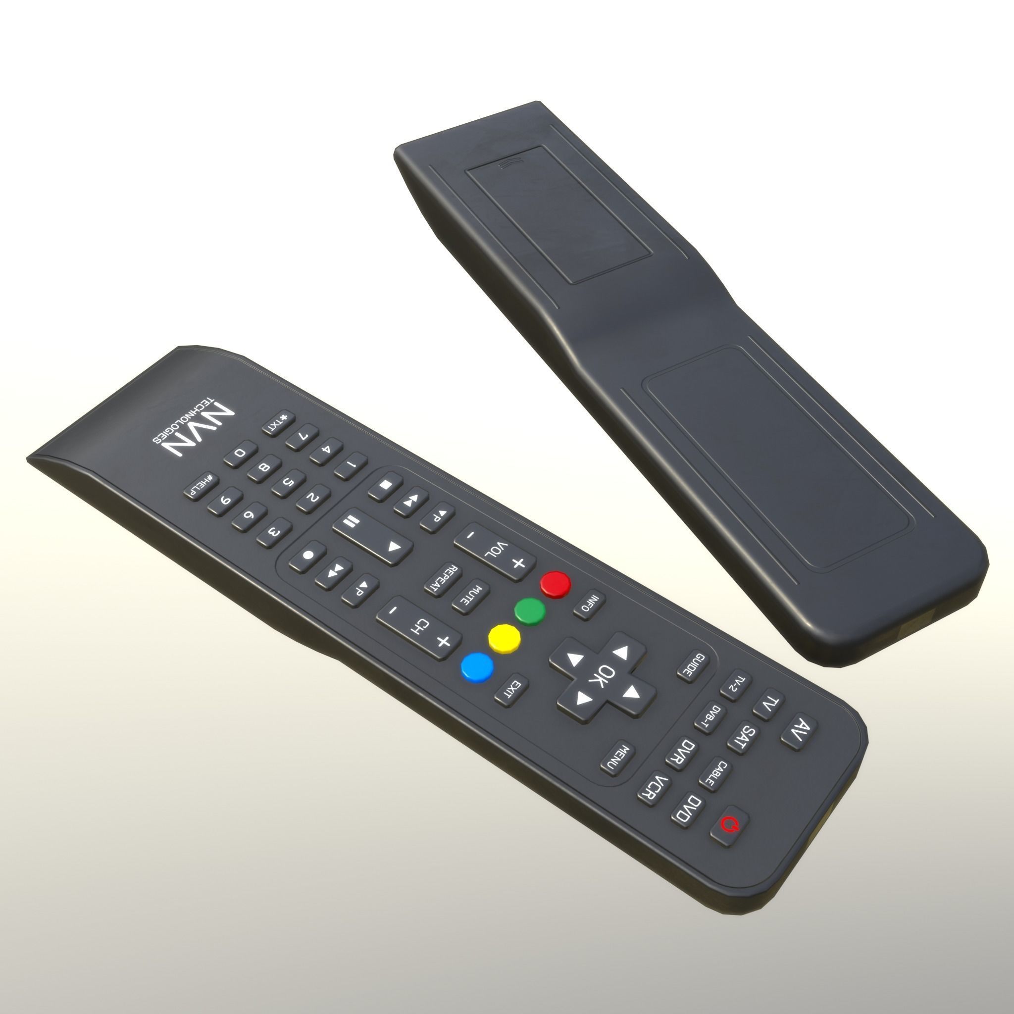 2000s CRT TV and Remote Control - Black 3D Model Collection_17