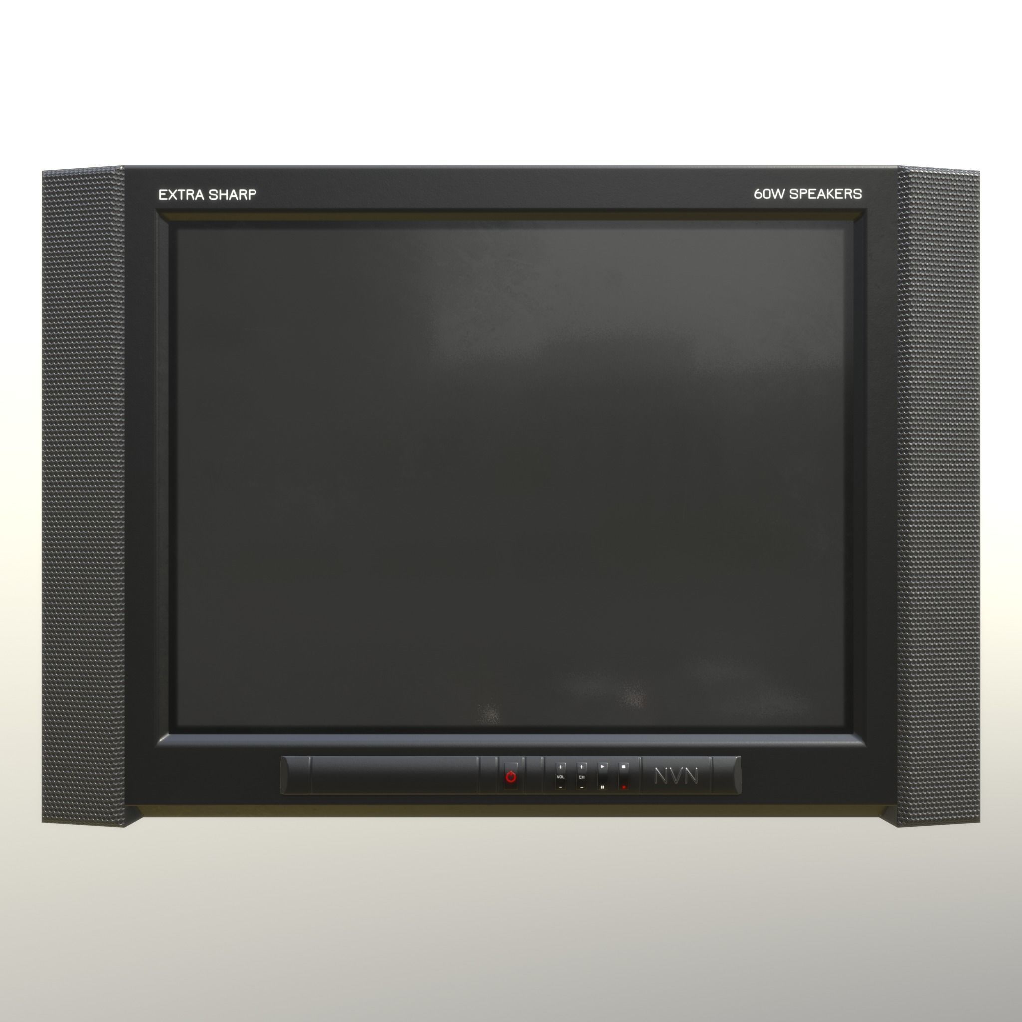2000s CRT TV and Remote Control - Black 3D Model Collection_6