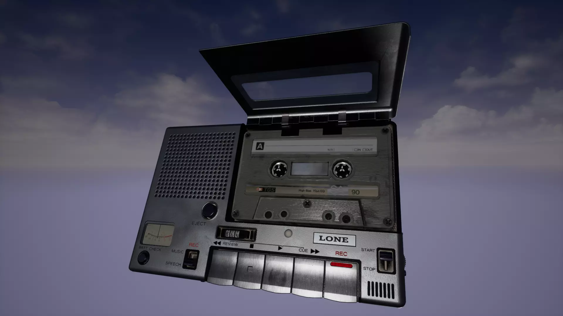 Old Tape Recorder - PBR Low-poly 3D model_0