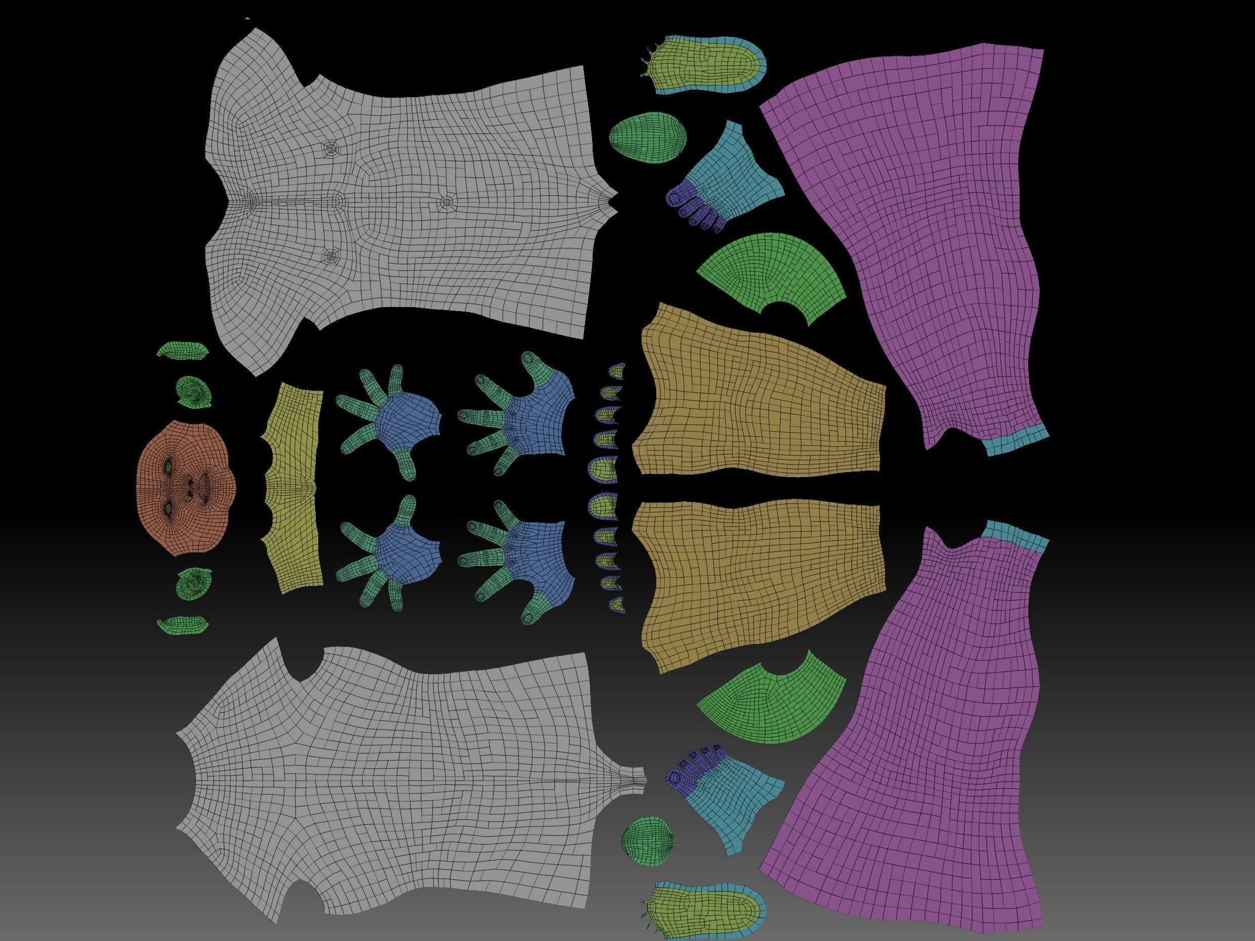 Body Parts BaseMeshes 3D model_2