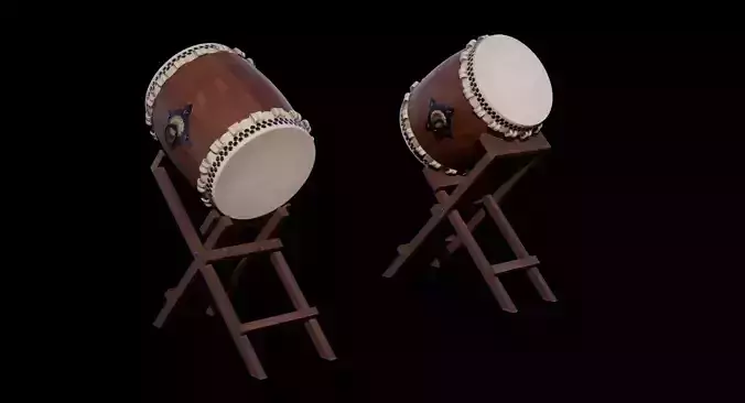 Taiko Drum Low-poly 3D model
