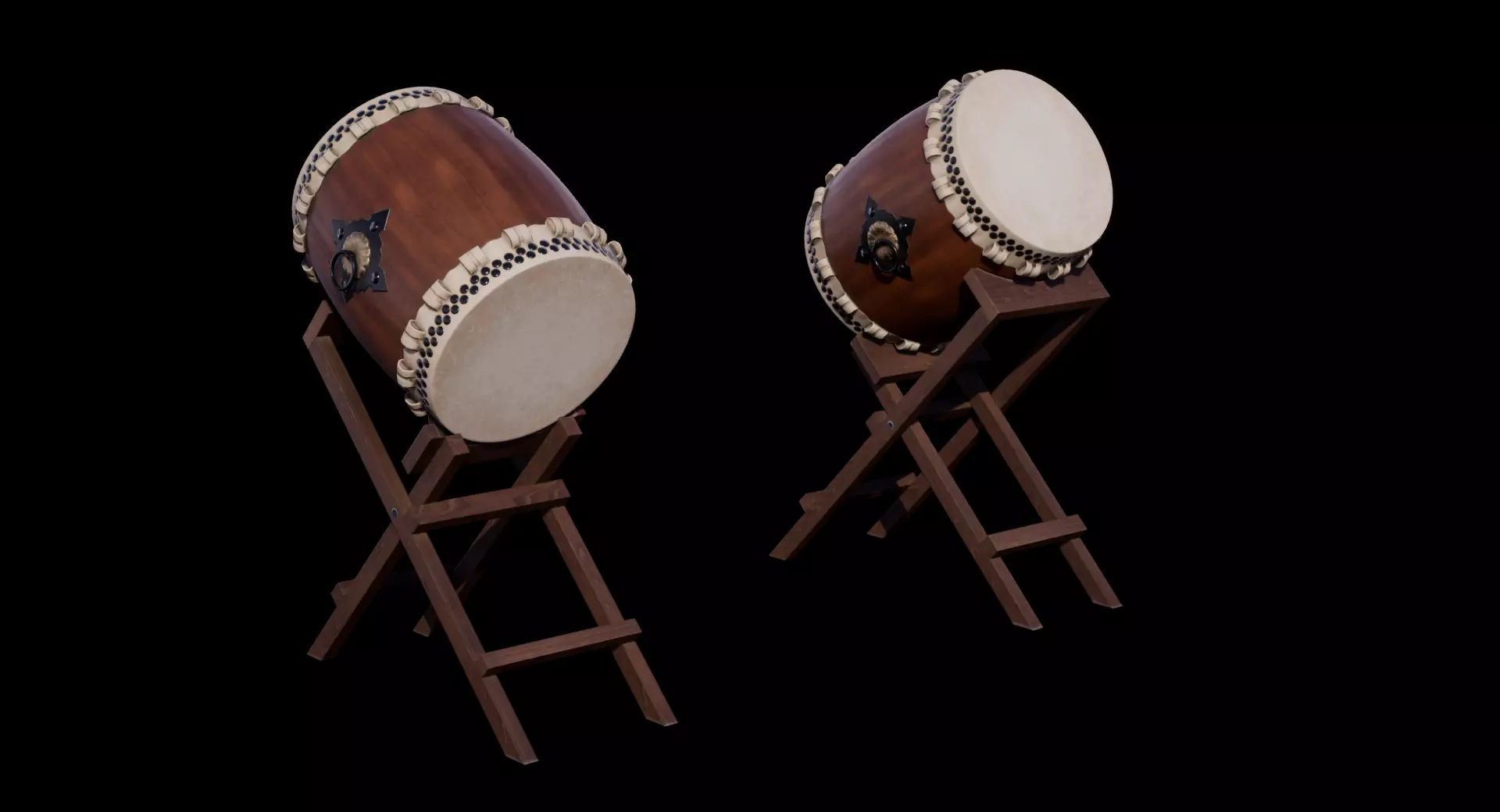 Taiko Drum Low-poly 3D model_0