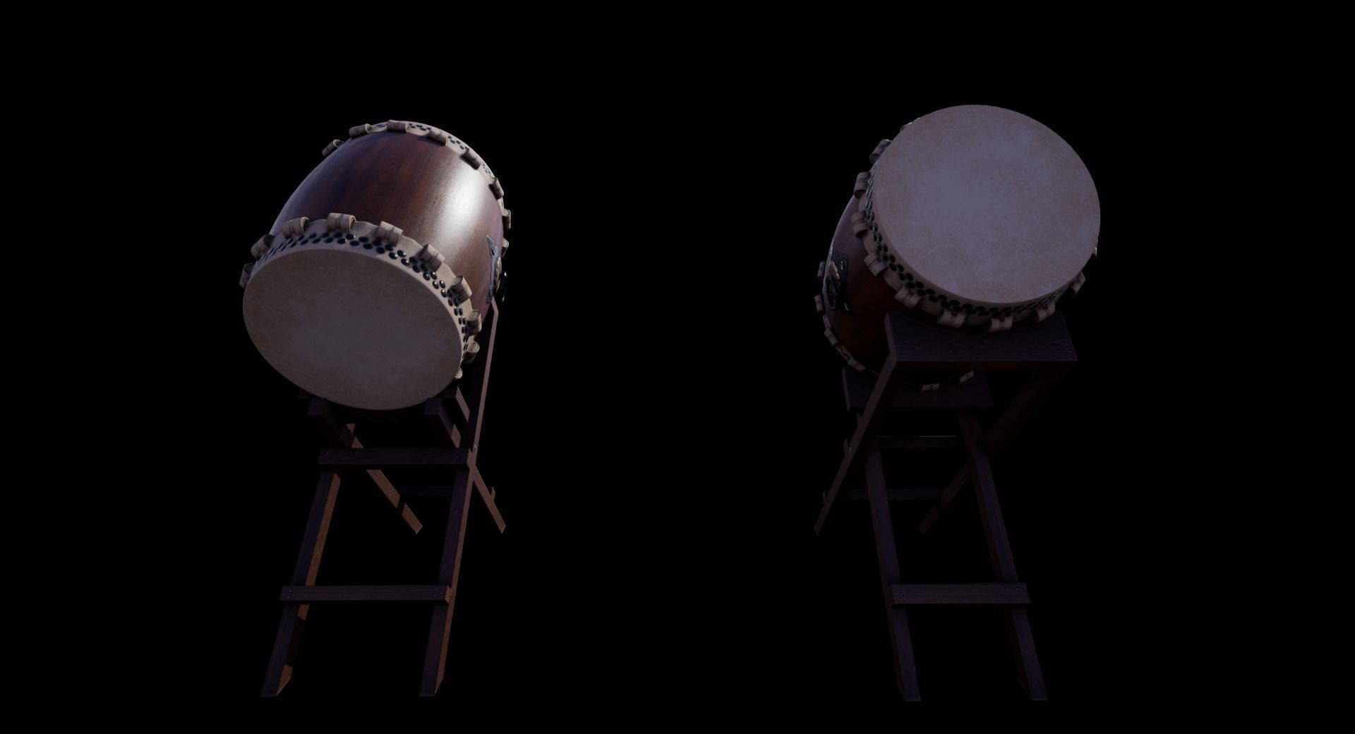 Taiko Drum Low-poly 3D model_6