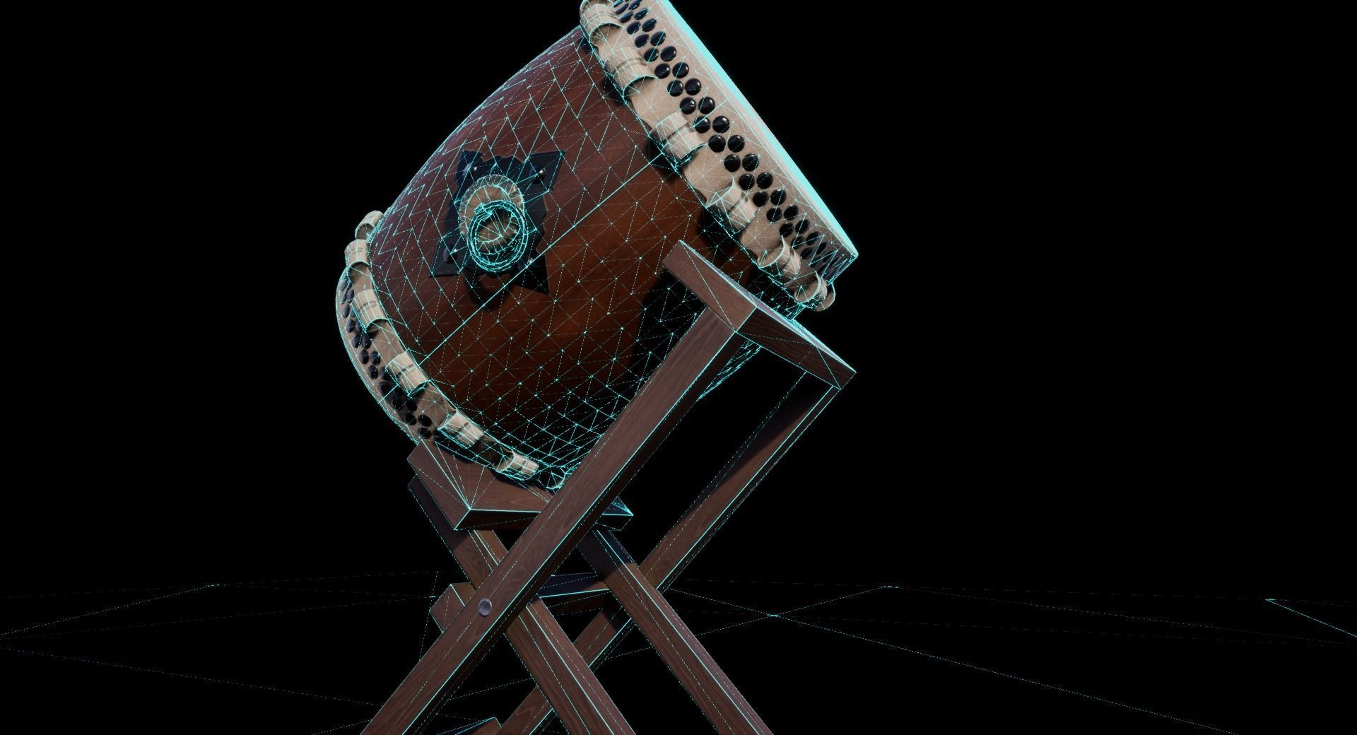 Taiko Drum Low-poly 3D model_9