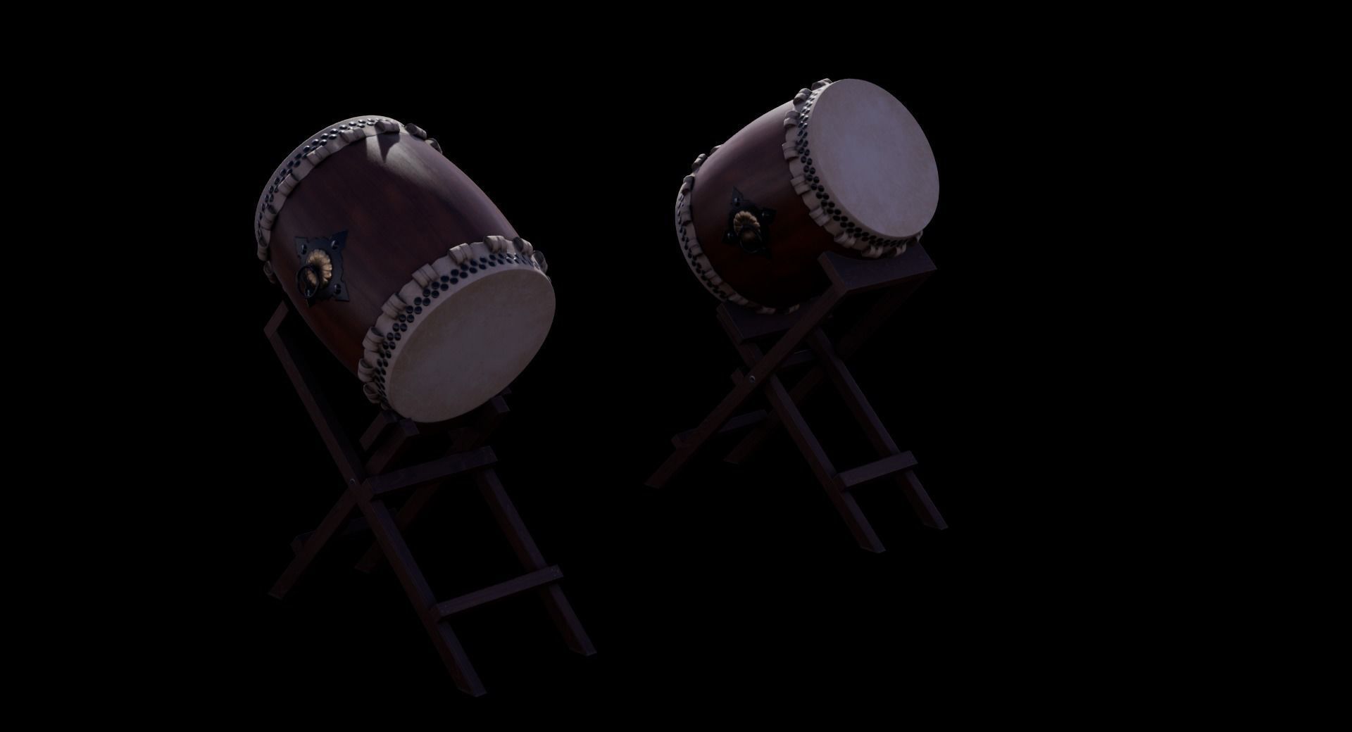 Taiko Drum Low-poly 3D model_1