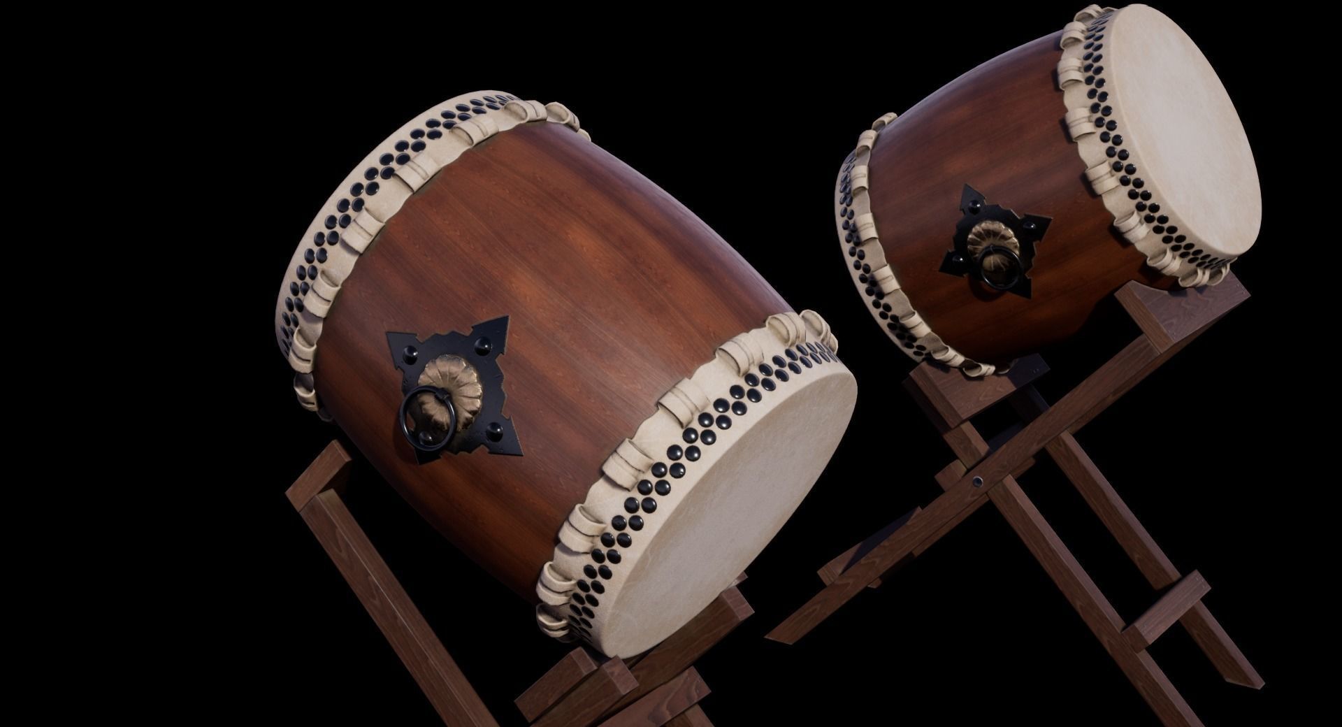 Taiko Drum Low-poly 3D model_3