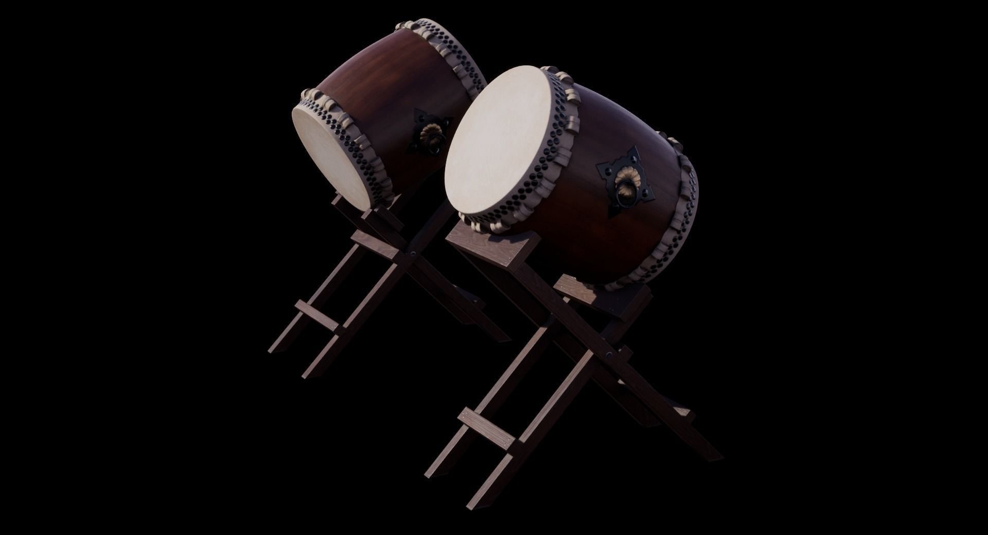 Taiko Drum Low-poly 3D model_2
