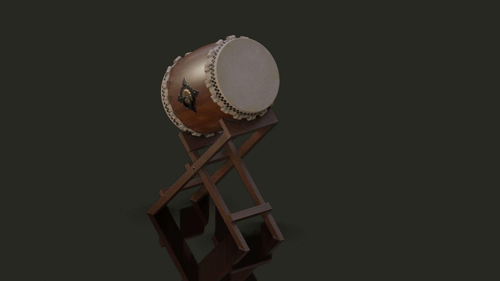 Taiko Drum Low-poly 3D model_11