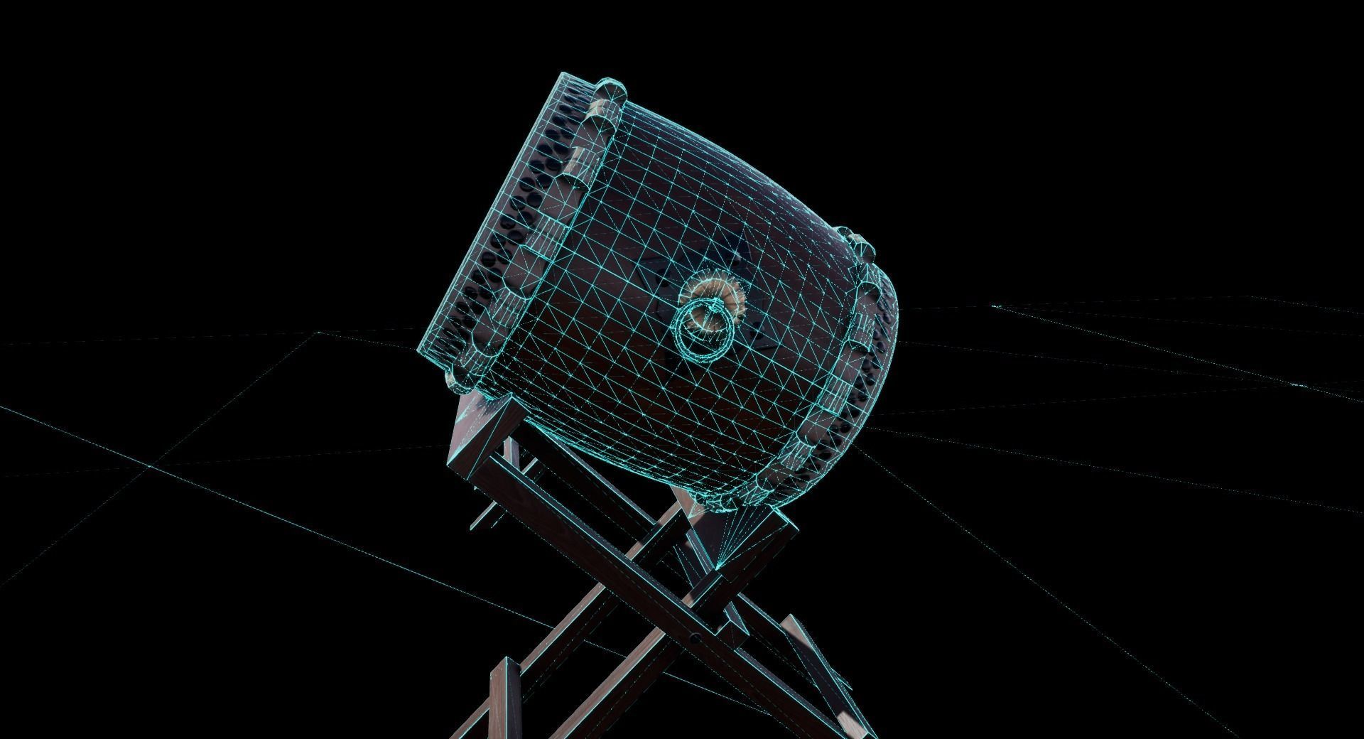 Taiko Drum Low-poly 3D model_8