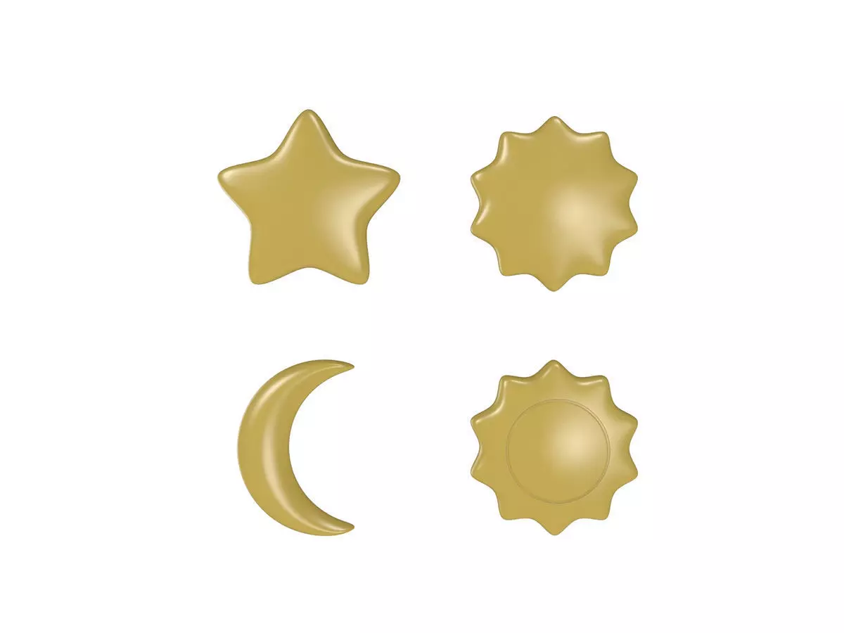 Stars - Sun - Moon Low-poly 3D model_0