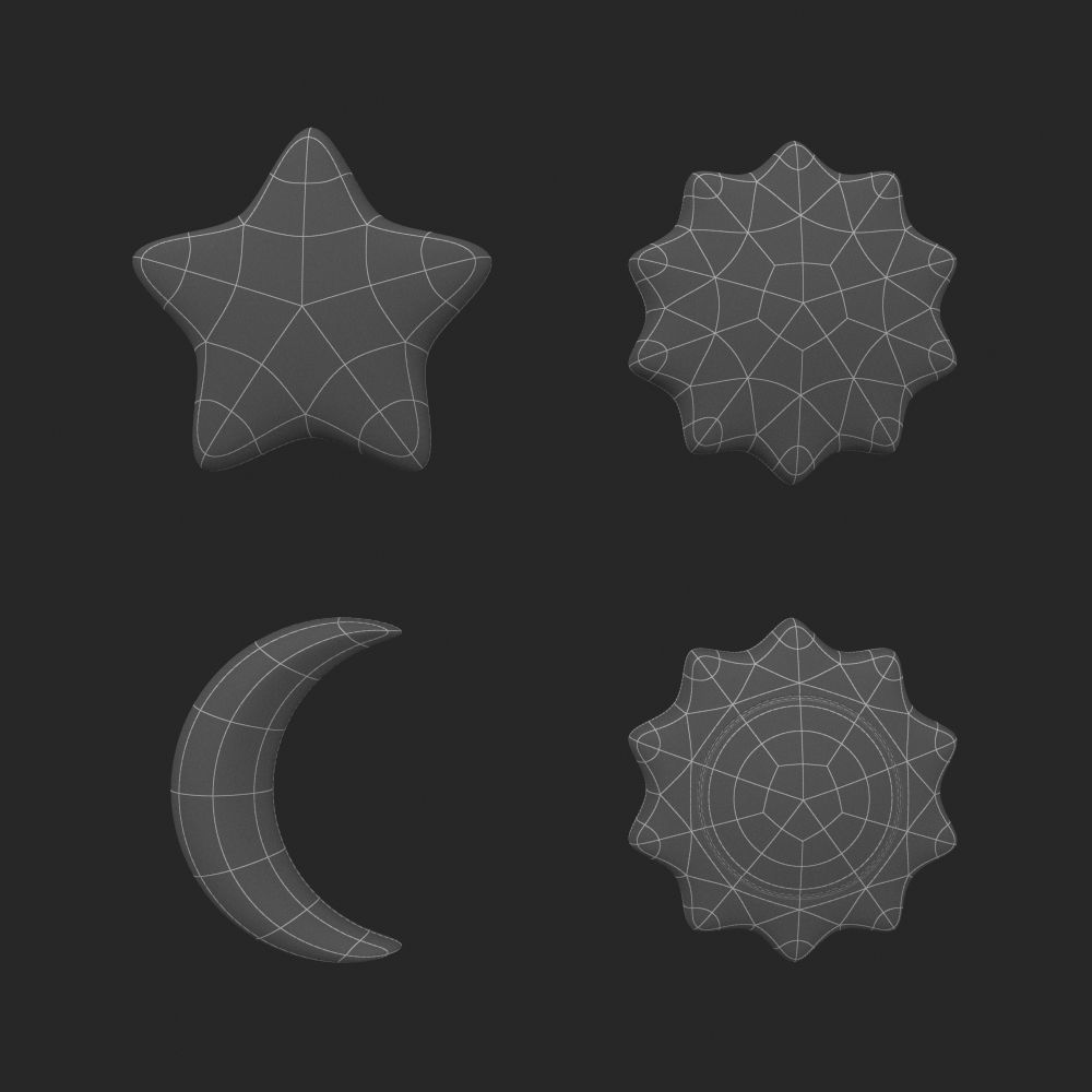 Stars - Sun - Moon Low-poly 3D model_12