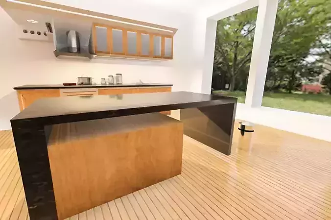 Wooden And Marble Table For The Kitchen