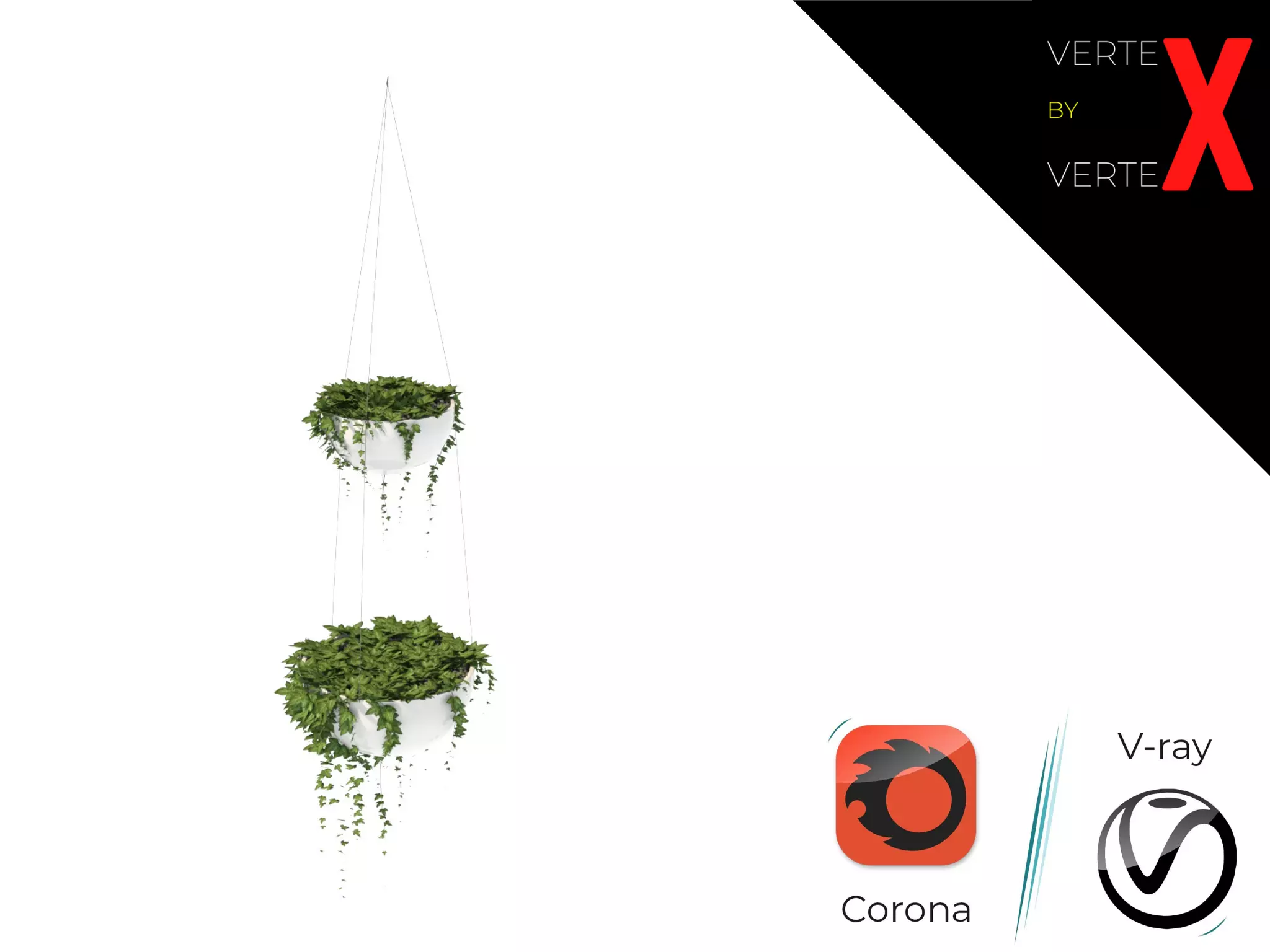 Ivy in hanging planter 3D model_0