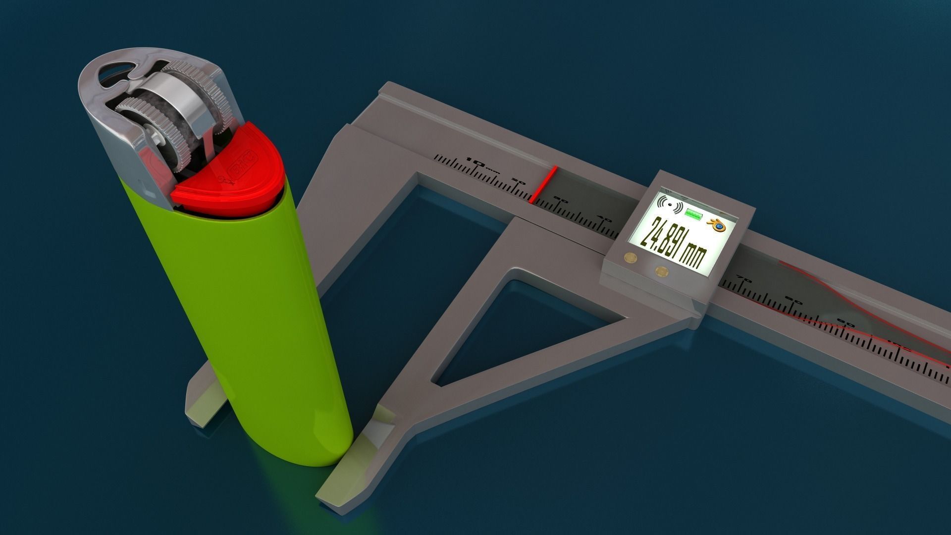 Calliper measuring device with tube Free 3D model