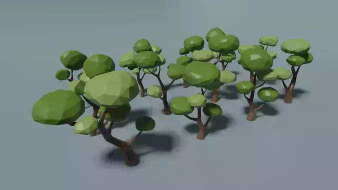 LowPoly Detail Tree Set 1 group of trees