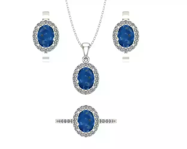 Diamond set sapphire and jewelry