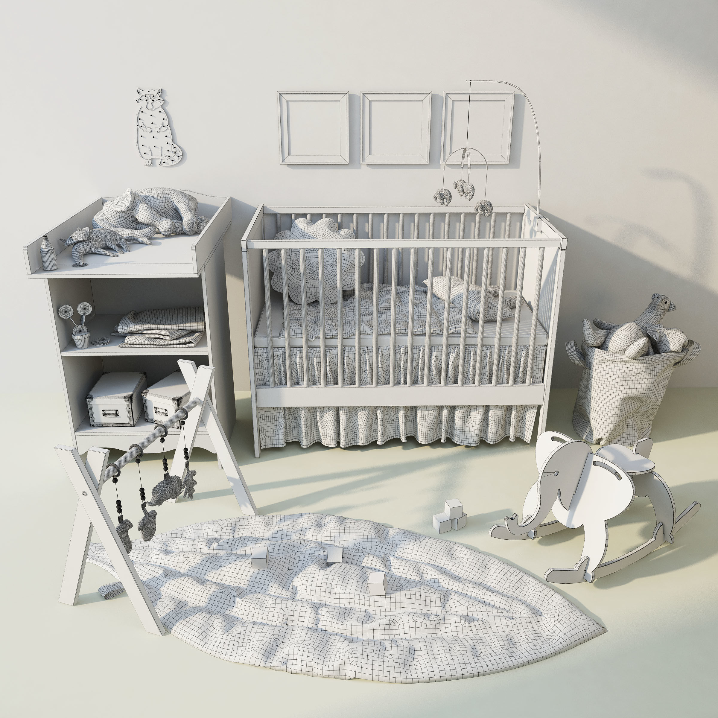 Children Cot and changing table Solgul  3D model_4