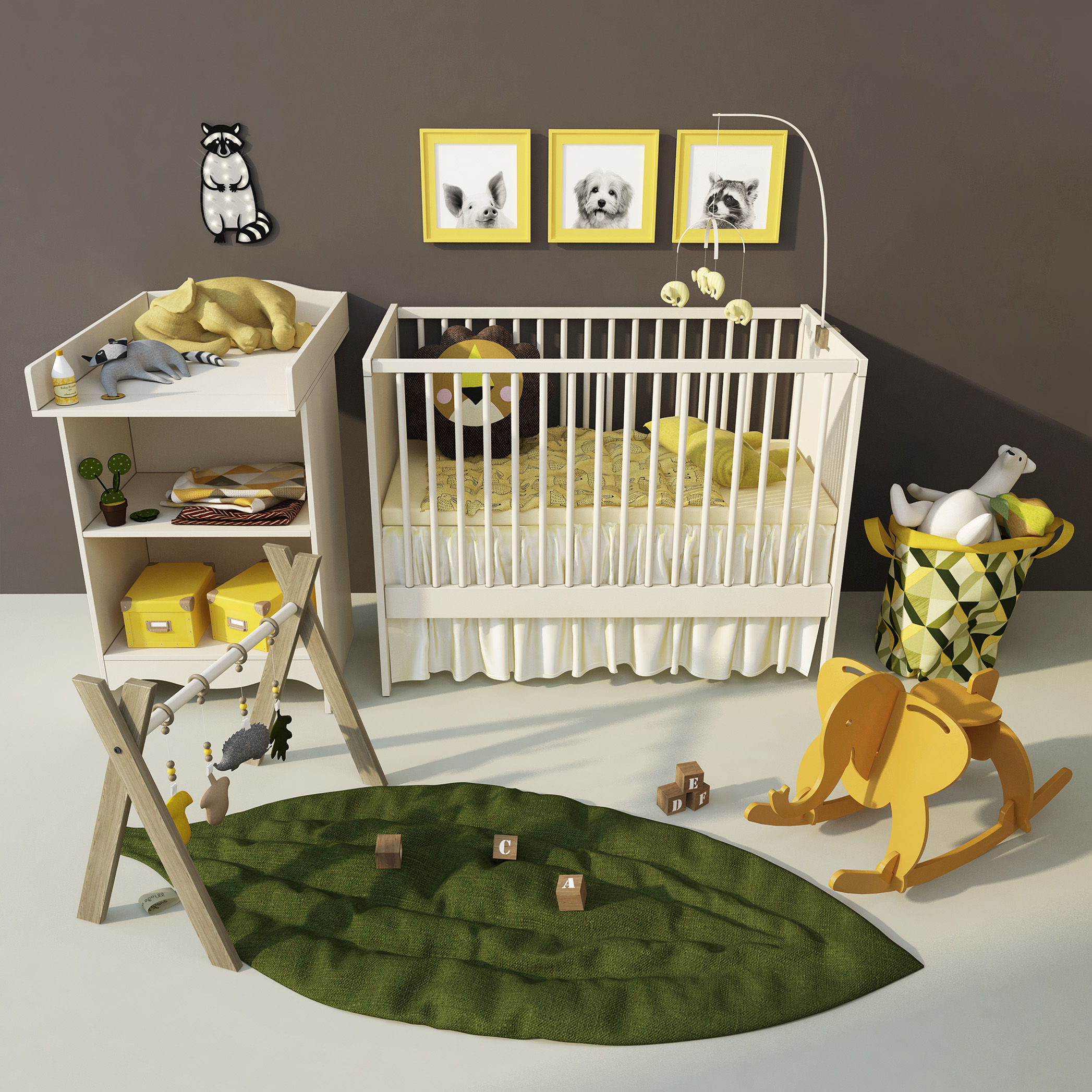 Children Cot and changing table Solgul  3D model_0