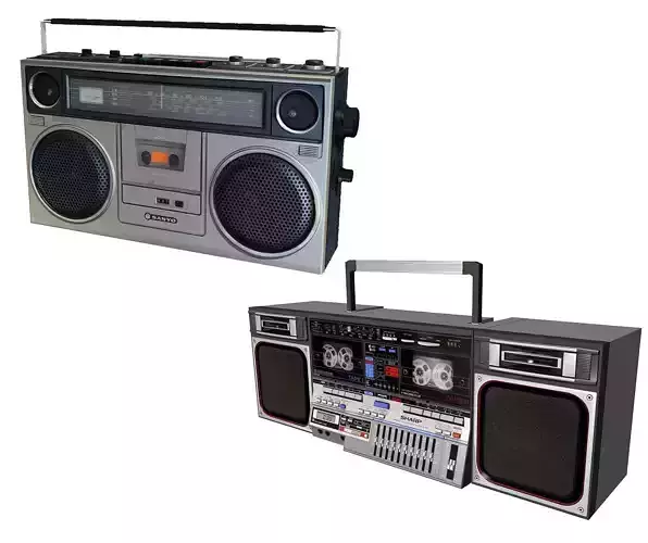 Retro Boom Box Ghetto Blaster Pack 3D model