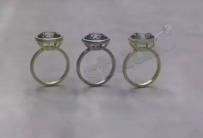 Three versions of solitaire rings 3d models