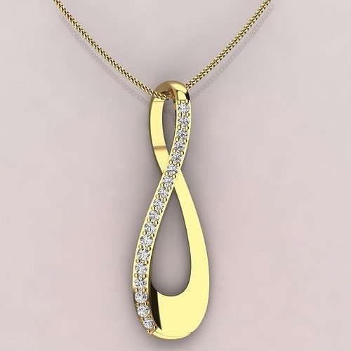Diamond infinity pendant necklace 3D print model
