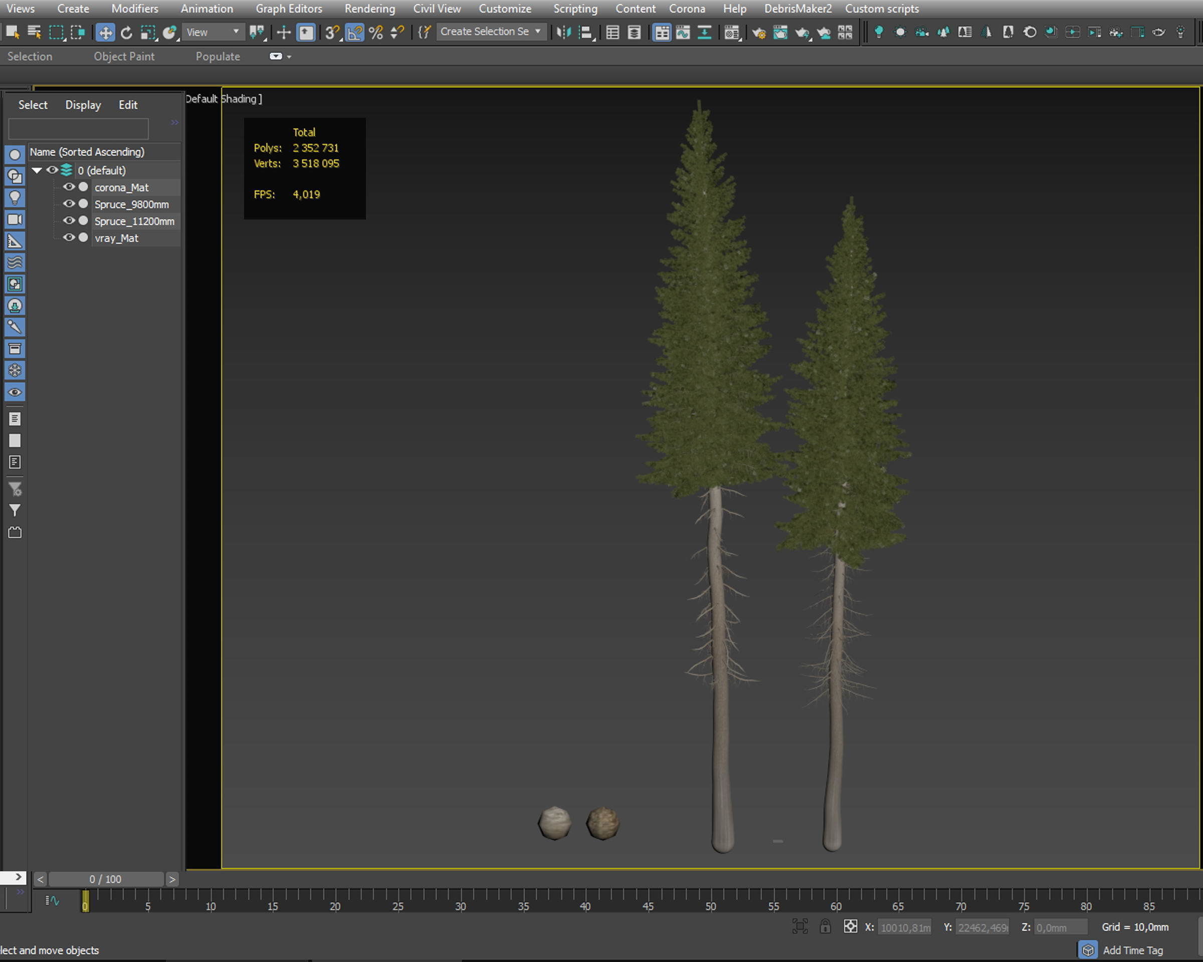 Siberian spruce Picea obovata 11m and 10m 3D model_3