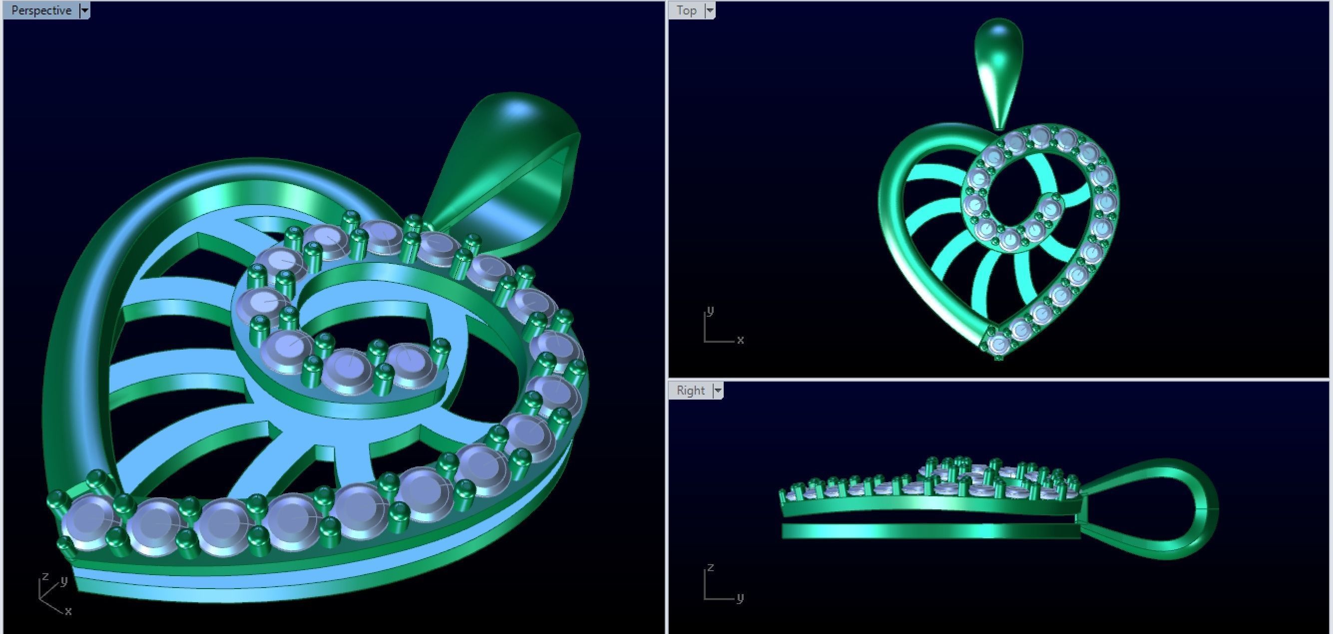 spiral-ling heart pattern  pendent necklace  3D print model_4
