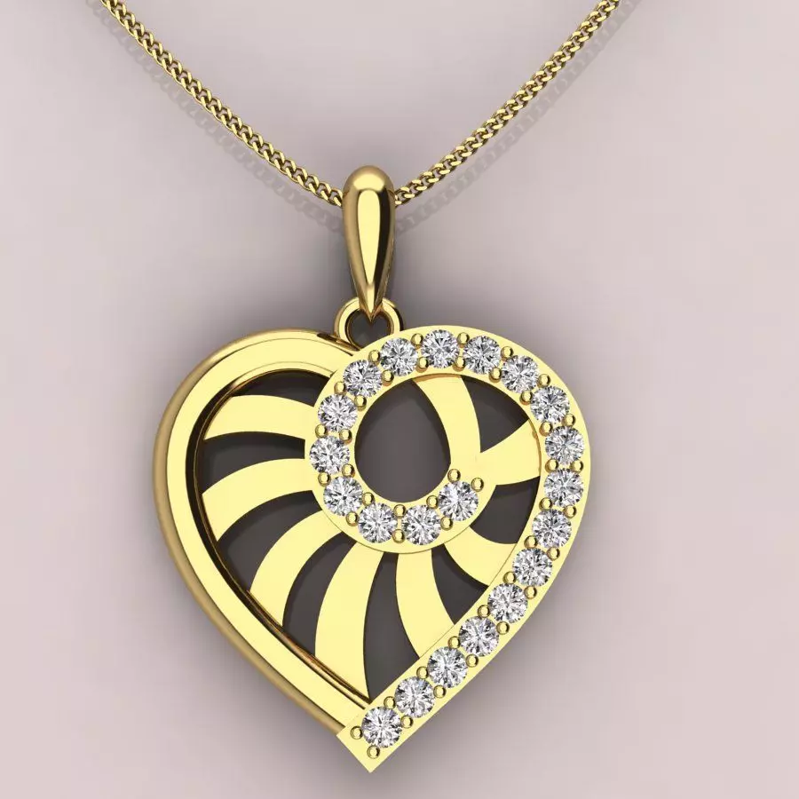 spiral-ling heart pattern  pendent necklace  3D print model_0