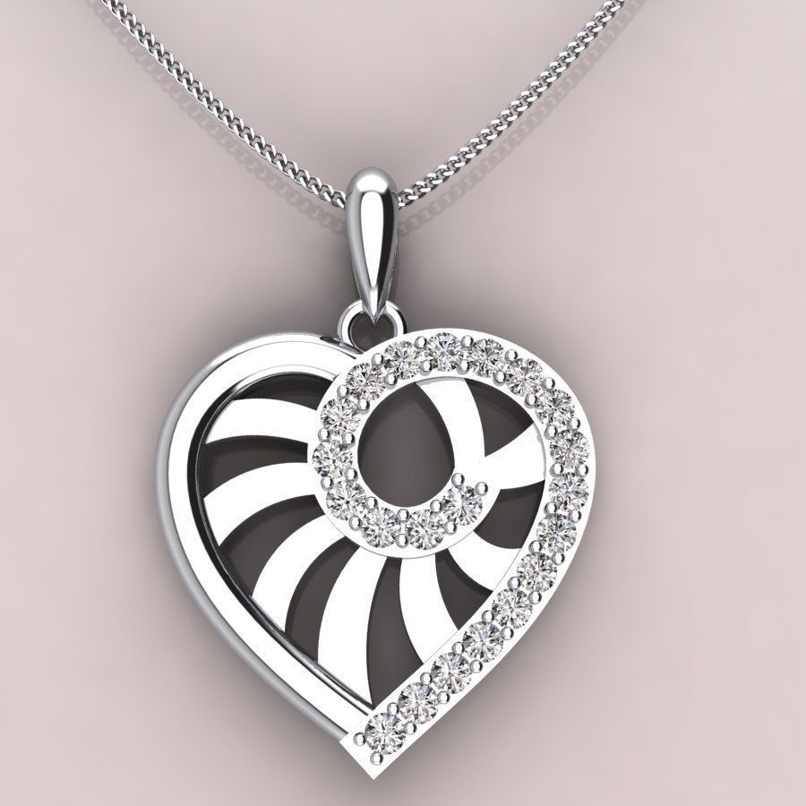 spiral-ling heart pattern  pendent necklace  3D print model_2