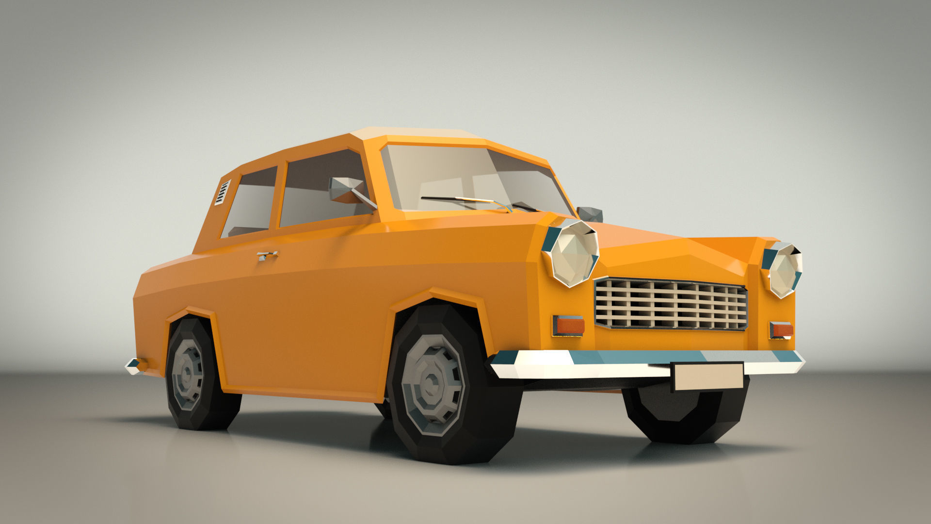 Low Poly Sedan Car 13 Low-poly 3D model_7