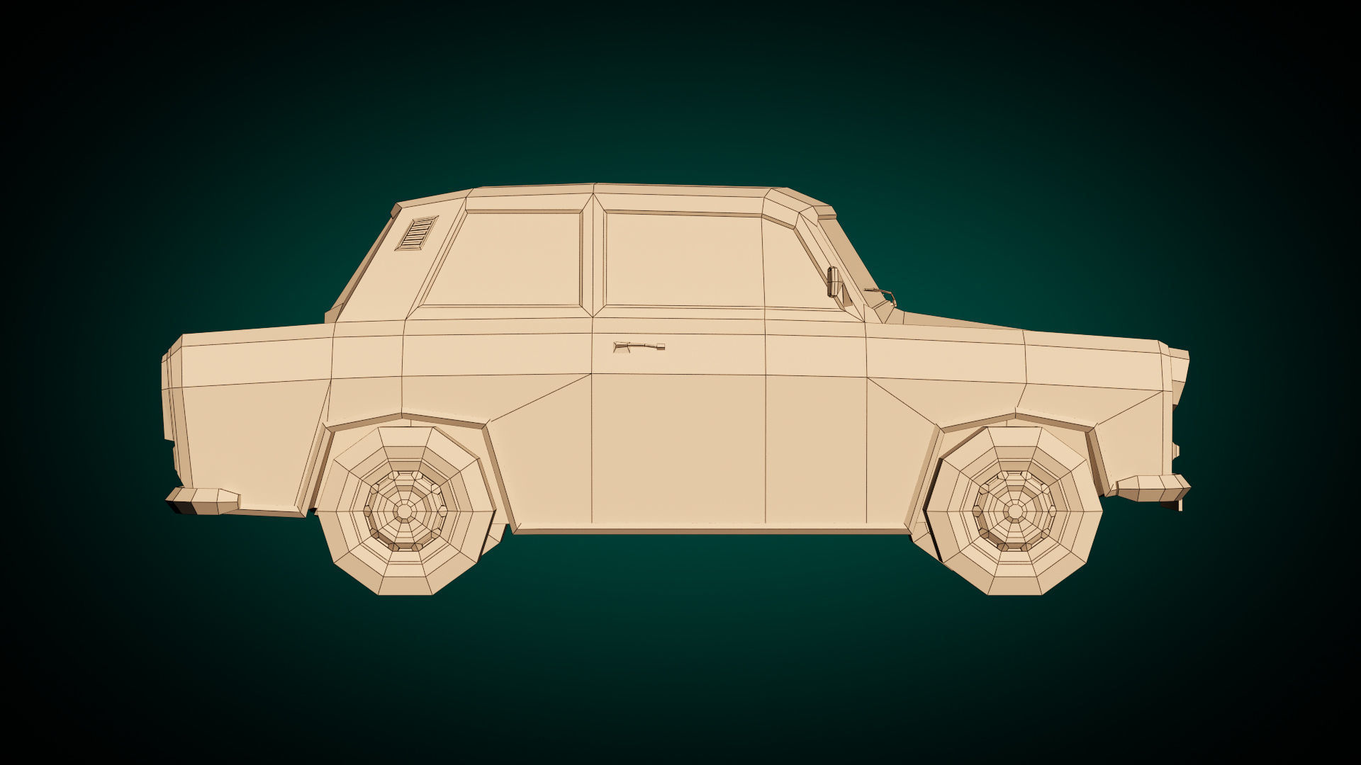 Low Poly Sedan Car 13 Low-poly 3D model_11