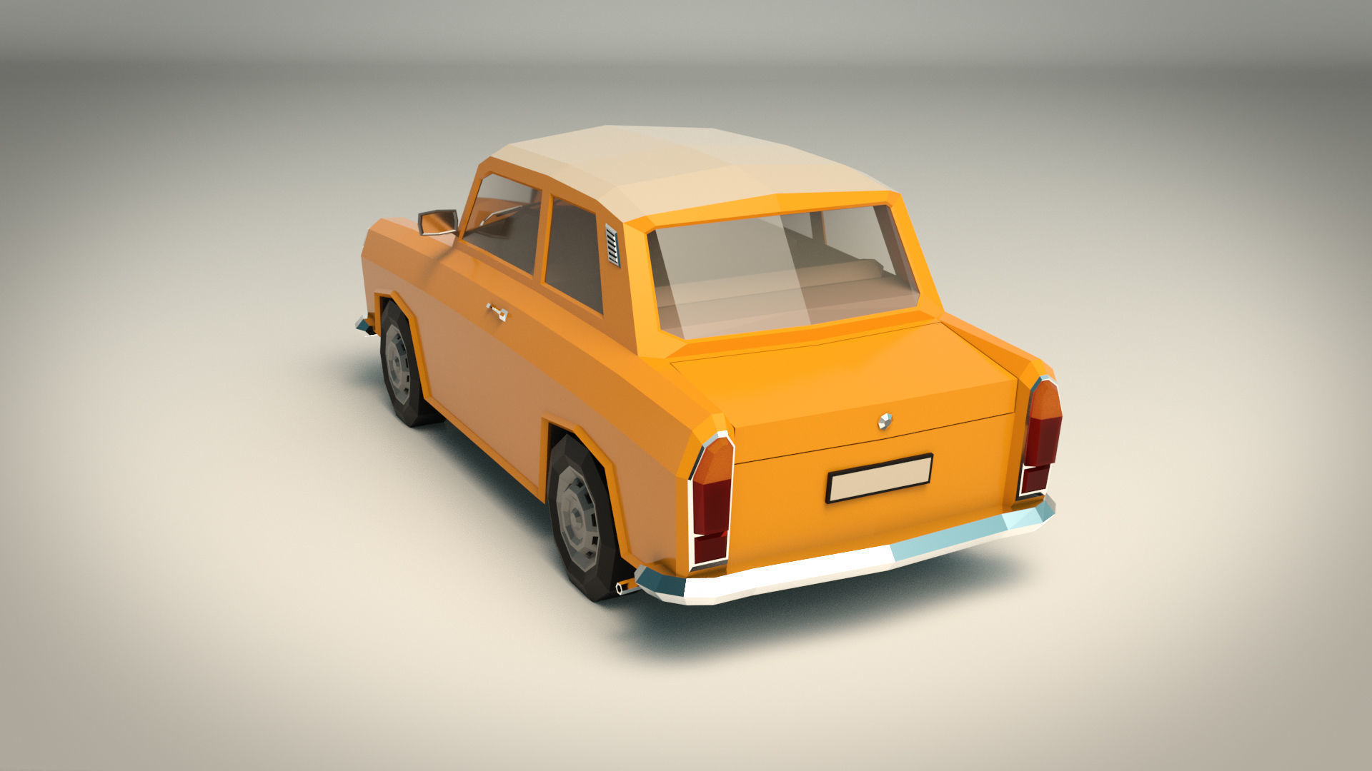 Low Poly Sedan Car 13 Low-poly 3D model_4