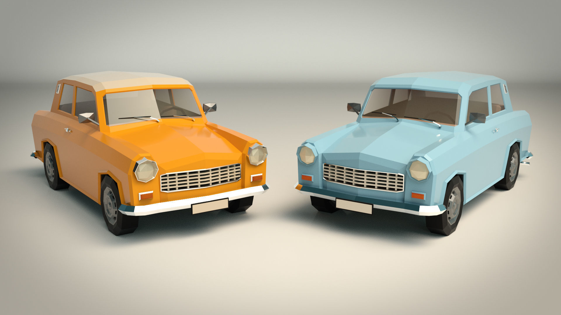 Low Poly Sedan Car 13 Low-poly 3D model_2