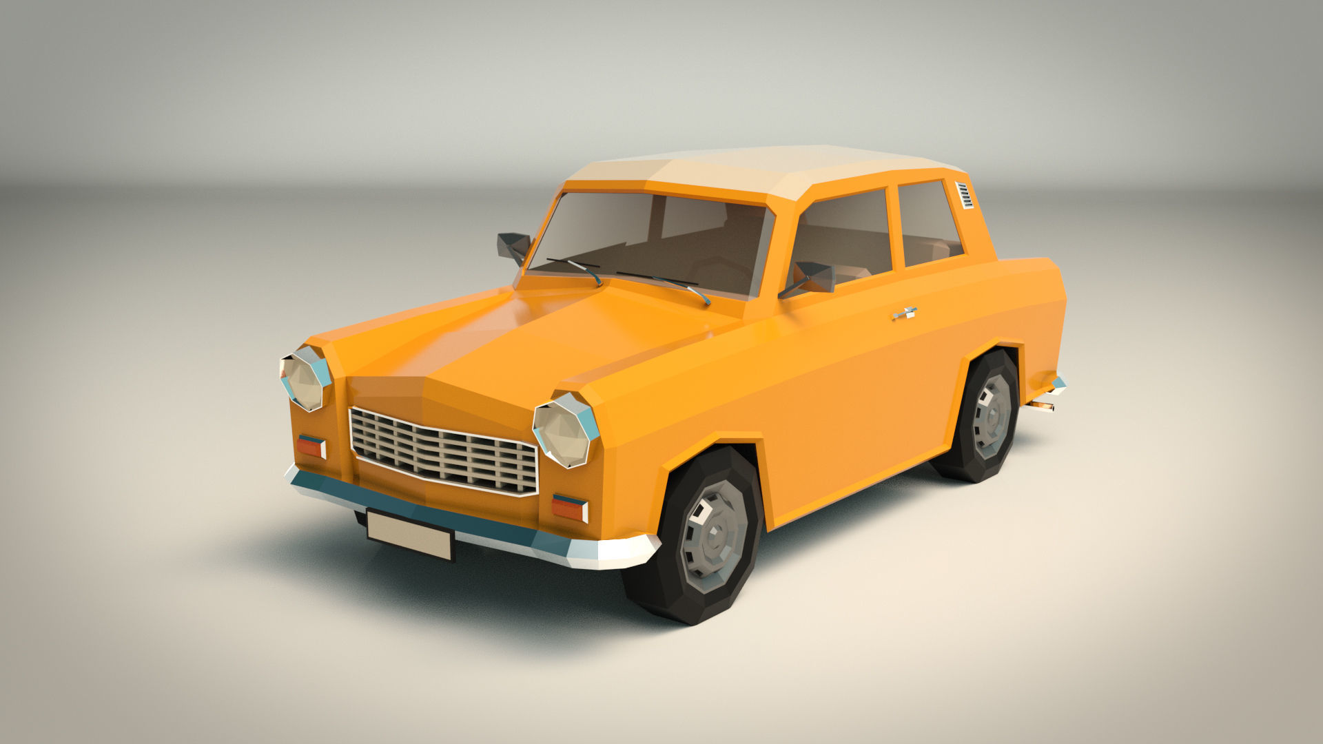 Low Poly Sedan Car 13 Low-poly 3D model_3