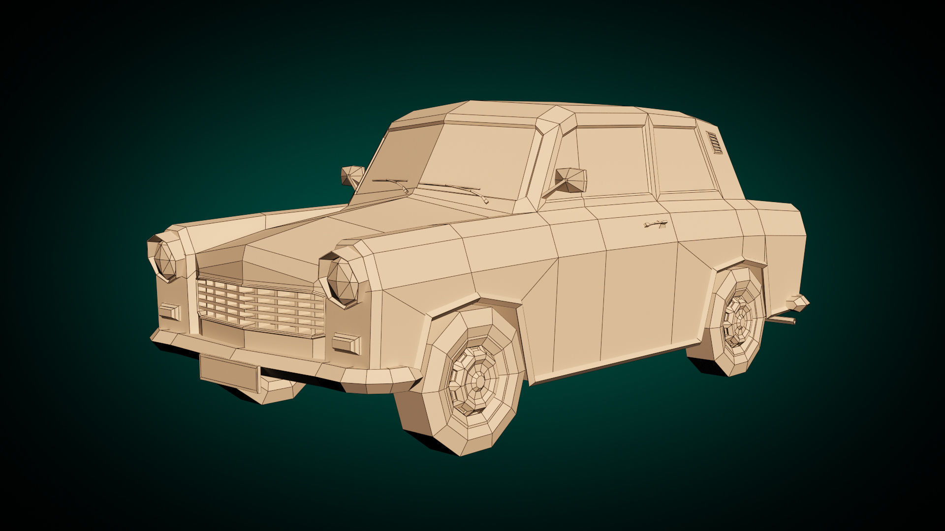 Low Poly Sedan Car 13 Low-poly 3D model_9