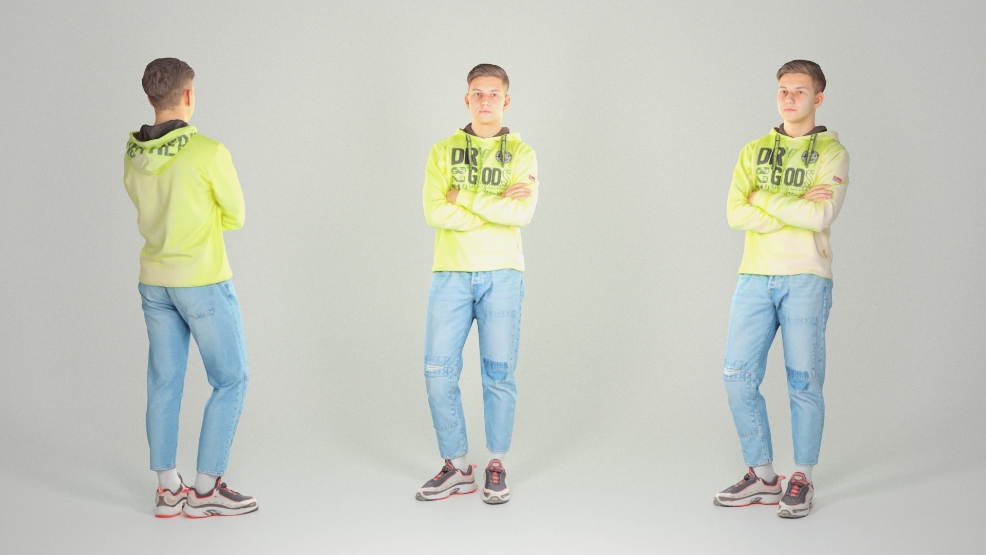 Stylish young man in a bright hoodie 98 Low-poly 3D model_1