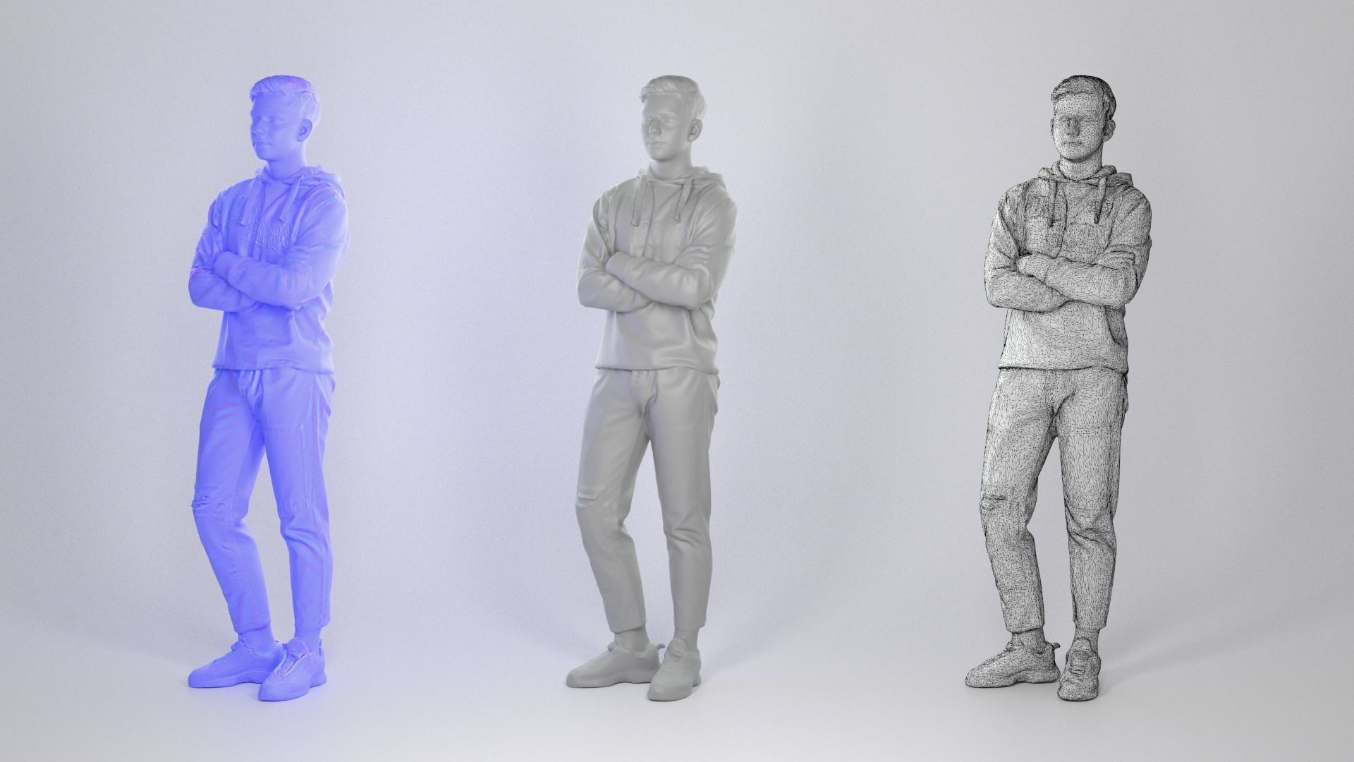 Stylish young man in a bright hoodie 98 Low-poly 3D model_2