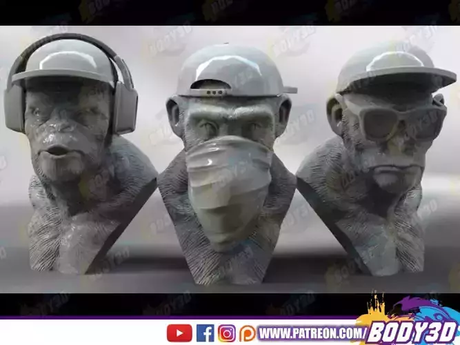 3 Wise Monkeys 3D print model