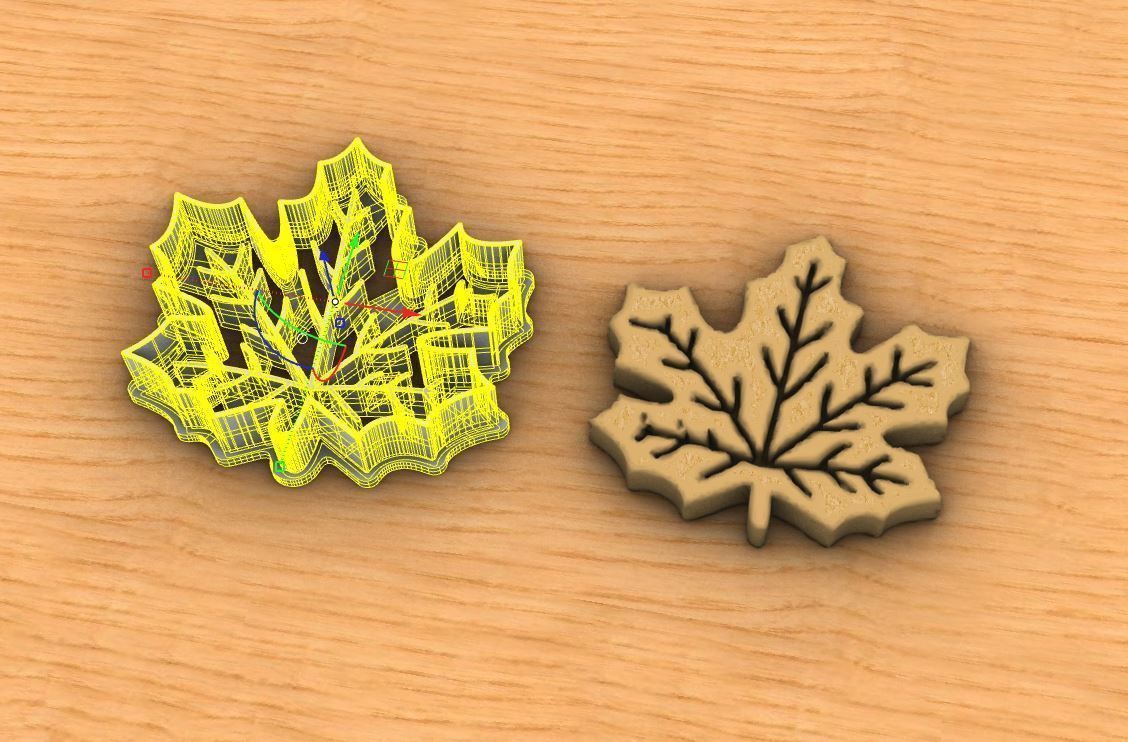 Maple leaf cookie cutter 3D print model_4