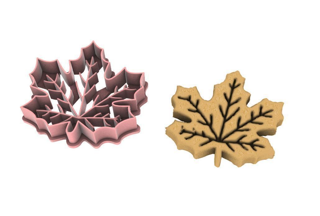 Maple leaf cookie cutter 3D print model_5