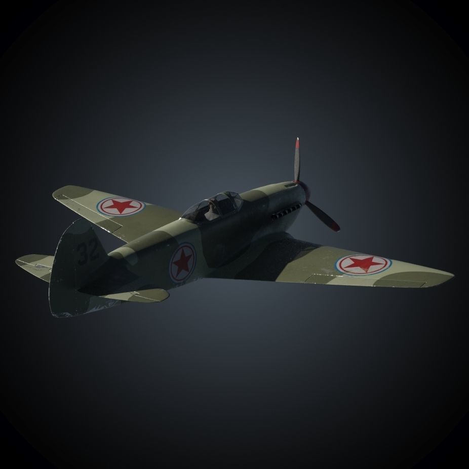 Yakovlev Yak-9 Fighter Plane 3D model_8