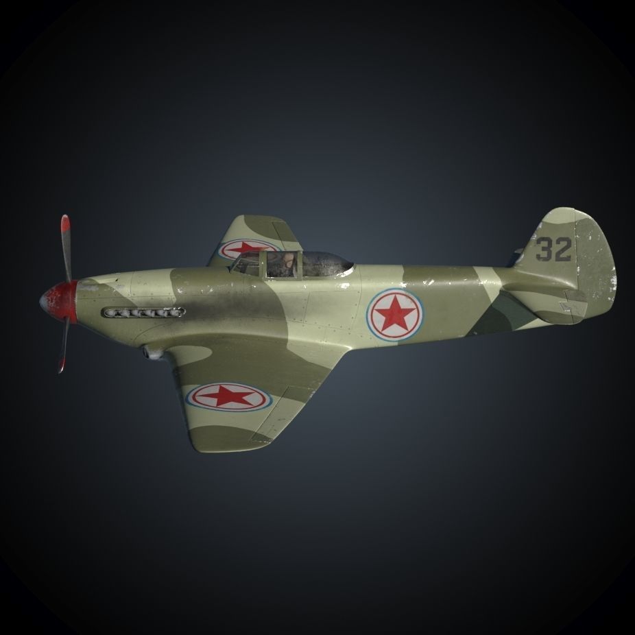 Yakovlev Yak-9 Fighter Plane 3D model_5