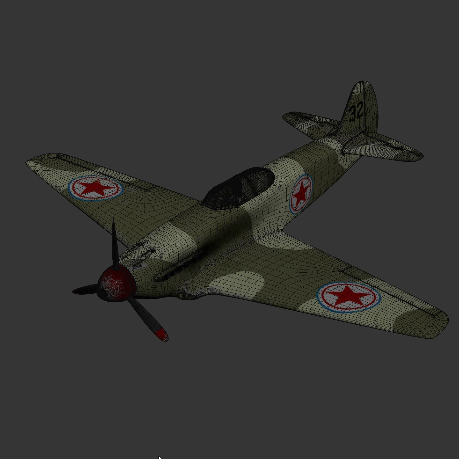 Yakovlev Yak-9 Fighter Plane 3D model_13