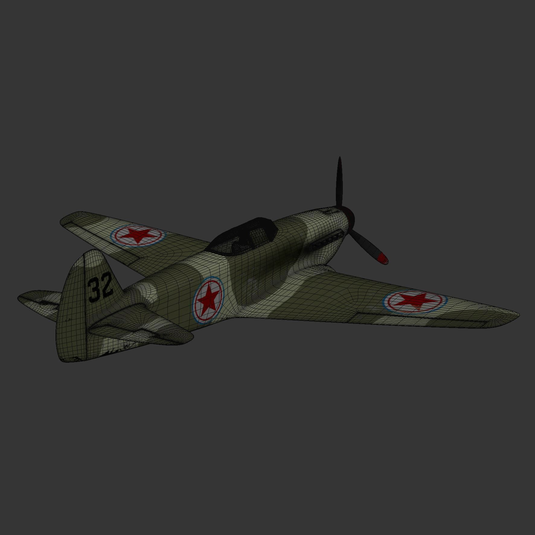Yakovlev Yak-9 Fighter Plane 3D model_16